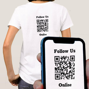Follow Us Online Message with QR Code T-Shirt