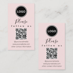 Follow us QR code Modern Blush Pink Business Card