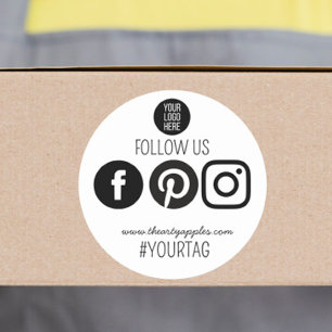 Follow Us Social Media small business Logo Classic Round Sticker