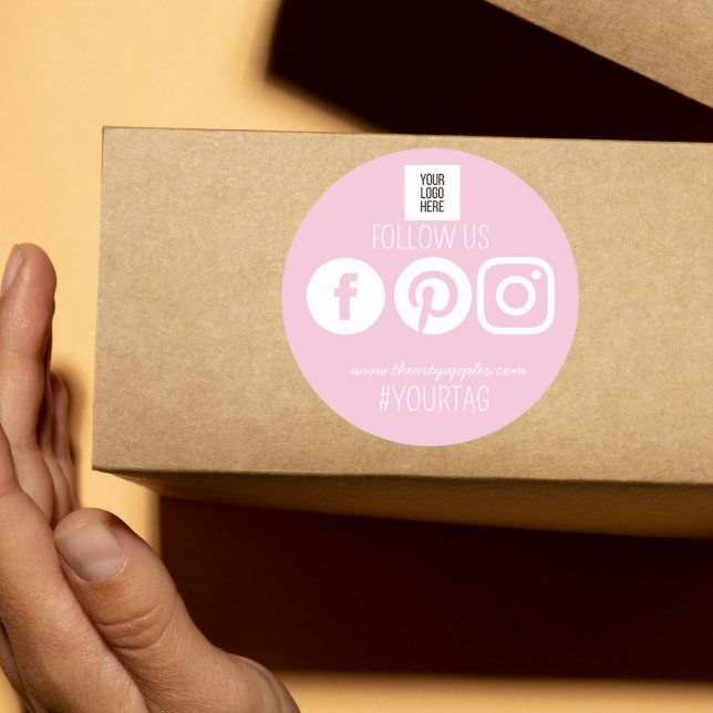 Follow Us Social Media small business Logo Classic Round Sticker (Creator Uploaded)