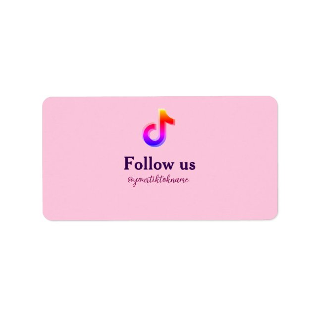 follow us tiktok username social media add QR text Label (Front)