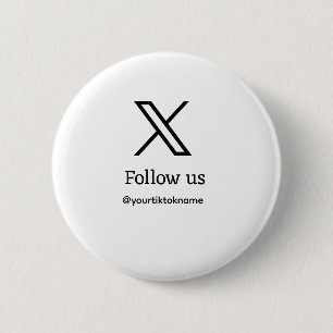 follow us twitter X username social media add QR  6 Cm Round Badge