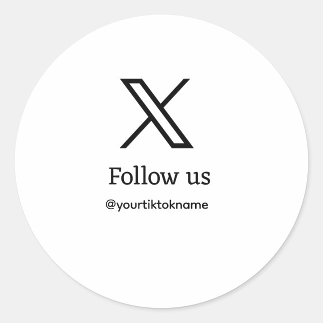 follow us twitter X username social media add QR  Classic Round Sticker (Front)