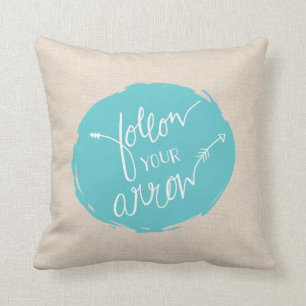 Follow Your Arrow Throw Pillow {Teal & Burlap}