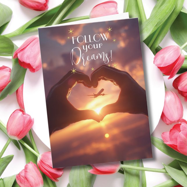 Follow Your Dream Aeroplane Heart Congratulation Card (Creator Uploaded)