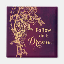 Follow Your Dream Elegant Butterfly on Burgundy