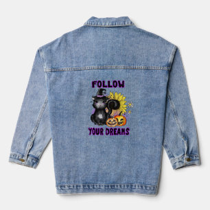 Follow Your Dreams - Black Cat Jack-O-Lantern Denim Jacket