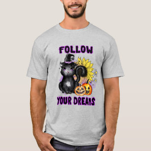 Follow Your Dreams - Black Cat Jack-O-Lantern T-Shirt