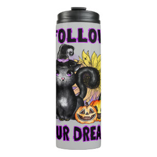 Follow Your Dreams - Black Cat Jack-O-Lantern Thermal Tumbler