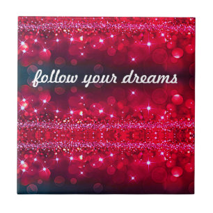 Follow Your Dreams Cherry Sparkle Ceramic Tile