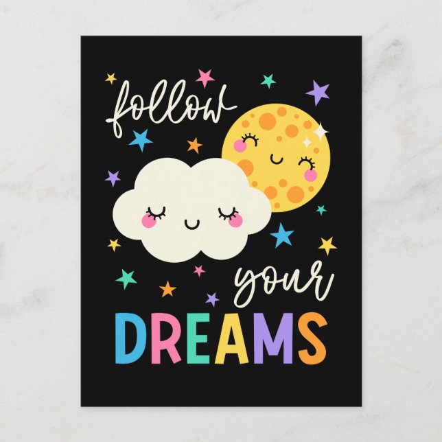 Follow Your Dreams | Cloud & Moon Postcard (Front)