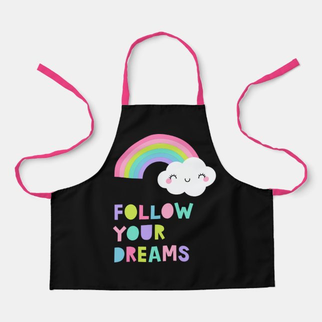 Follow Your Dreams Cute Rainbow Cloud Apron (Front)