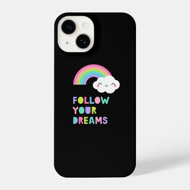 Follow Your Dreams Cute Rainbow Cloud iPhone Case (Back)