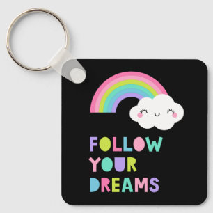 Follow Your Dreams Cute Rainbow Cloud Key Ring