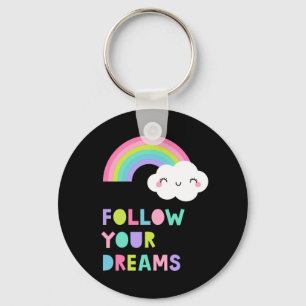 Follow Your Dreams Cute Rainbow Cloud Key Ring