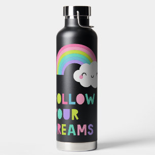 Follow Your Dreams Cute Rainbow Cloud Water Bottle