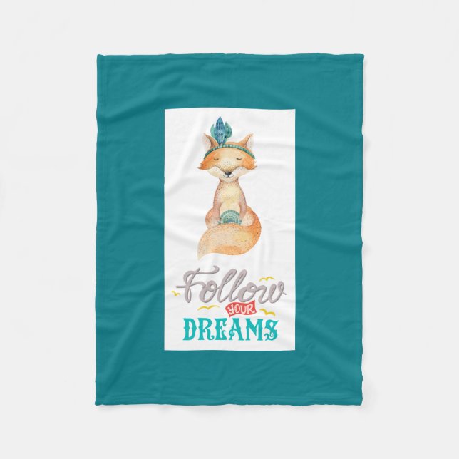 Follow Your Dreams Fox Fleece Blanket (Front)