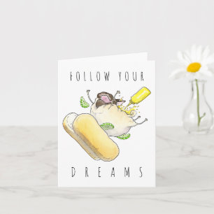 Follow Your Dreams funny pug card