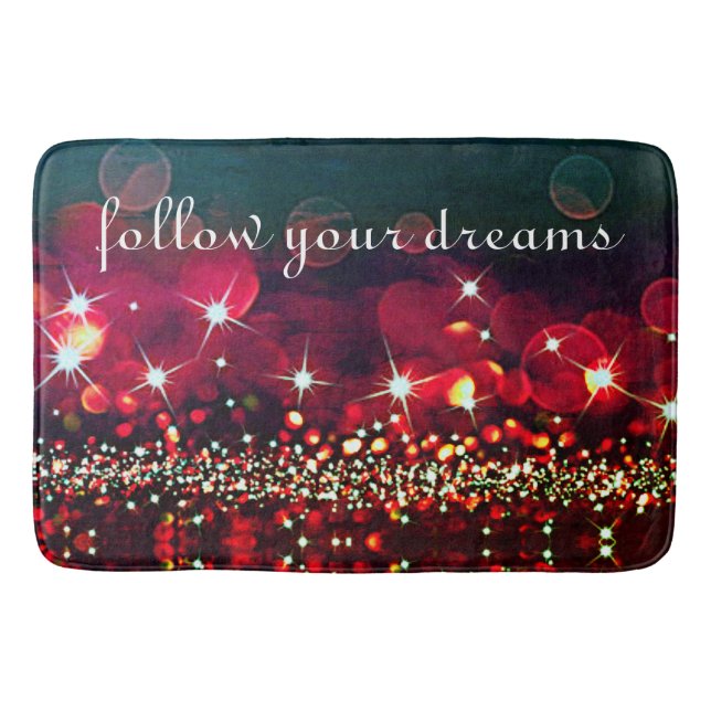 Follow Your Dreams Glitter Sparkle Bath Mat (Front)