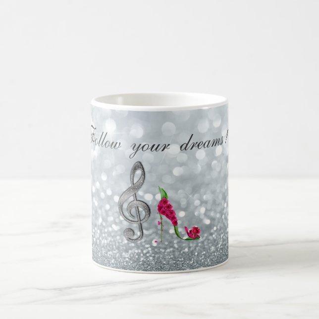 Follow your dreams, Glittery, Heels,Violine Key Coffee Mug (Center)