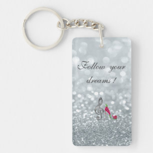 Follow your dreams, Glittery, Heels,Violine Key Key Ring
