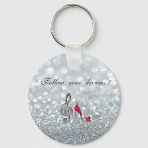 Follow your dreams, Glittery, Heels,Violine Key Key Ring