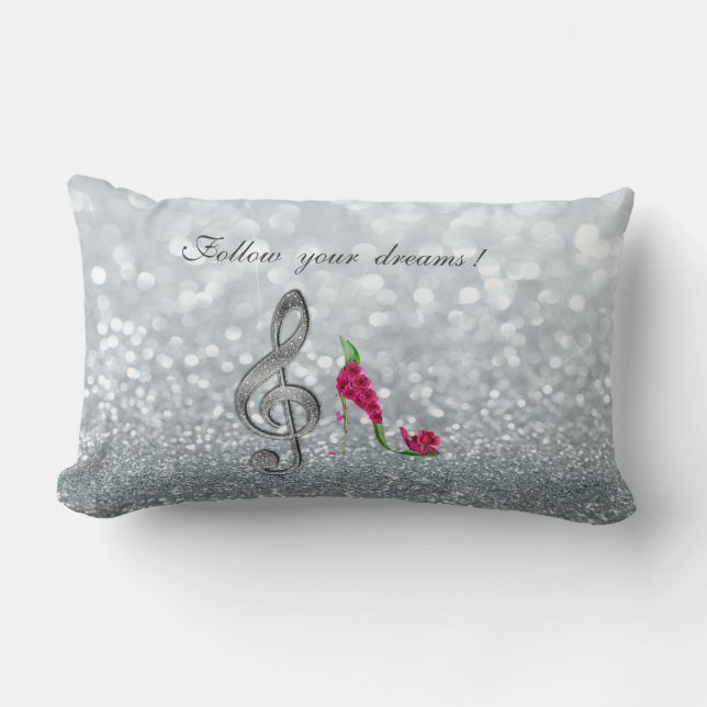 Follow your dreams, Glittery, Heels,Violine Key Lumbar Cushion (Front)
