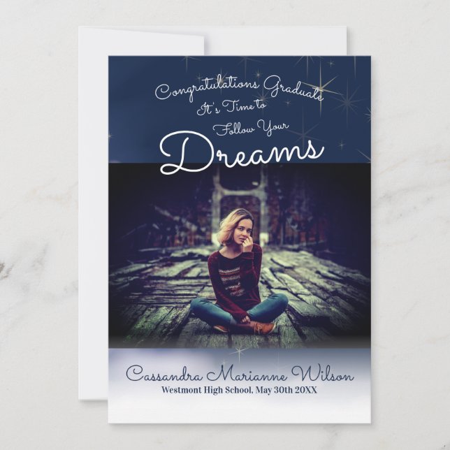Follow Your Dreams Graduation Announcement (Front)