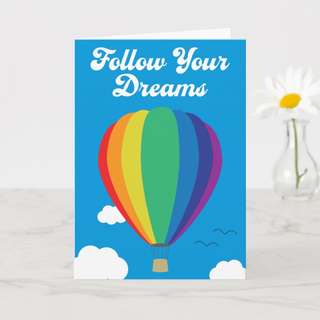Follow Your Dreams Hot Air Balloon Greeting Card (Small Plant)