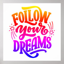 Follow your dreams in Dream vision board rainbow