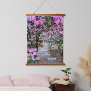 Follow Your Dreams Quote Floral Garden Path Hanging Tapestry