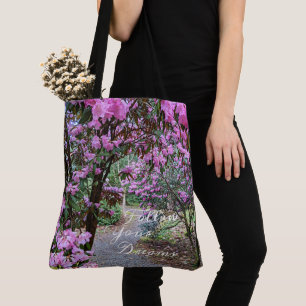 Follow Your Dreams Quote Floral Garden Path Tote Bag