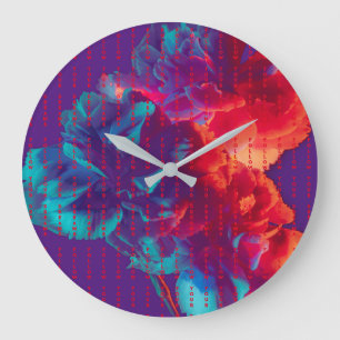 Follow Your Dreams Quotes Colourful Flowers Large Clock
