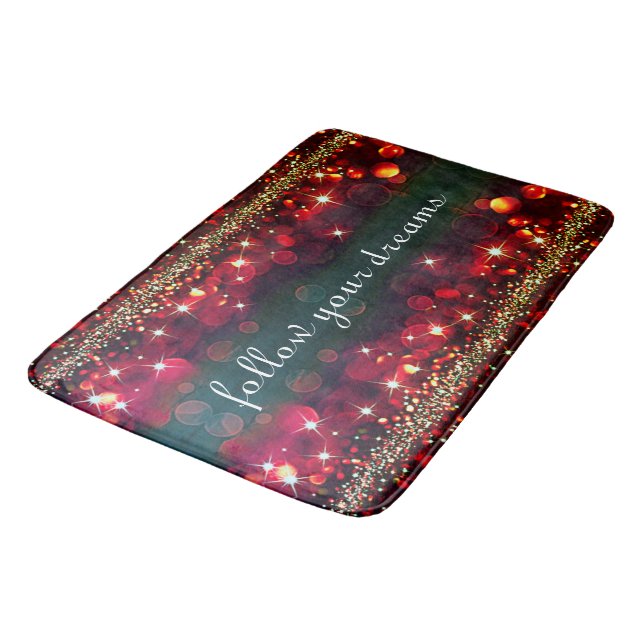 Follow Your Dreams Sparkle Bathroom Bath Mat (Angled)