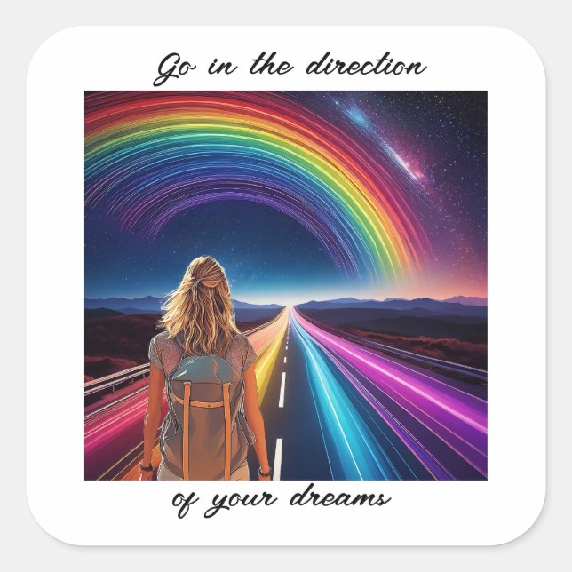 Follow your dreams square sticker (Front)