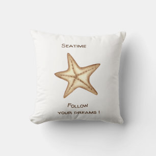 Follow your dreams watercolor Seatime Starfish Cushion