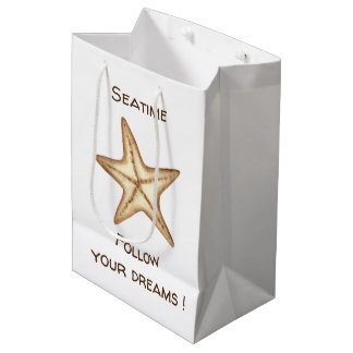 Follow your dreams watercolor Seatime Starfish Medium Gift Bag