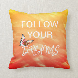Follow Your Dreams Watercolour Butterfly Inspire Cushion