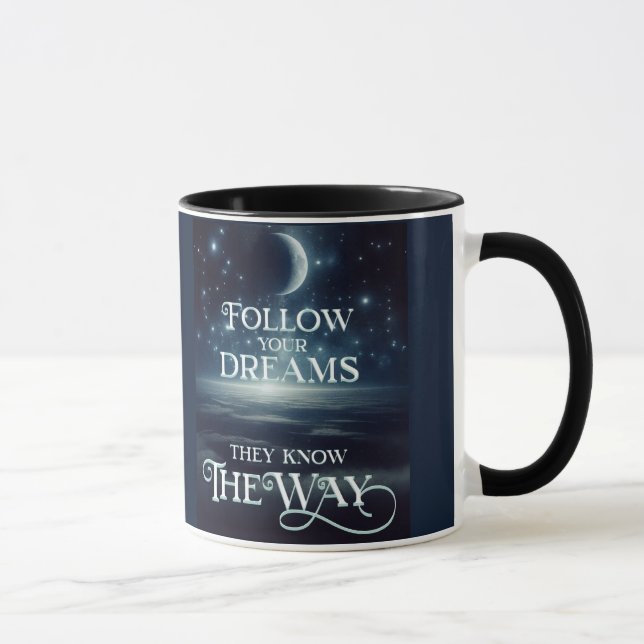 Follow Your Dreams with Earth Moon and Stars Mug (Right)
