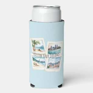 Follow Your Dreams World Travel Paris Seltzer Can Cooler
