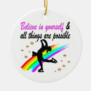 FOLLOW YOUR FIGURE SKATING DREAMS DESIGN CERAMIC TREE DECORATION