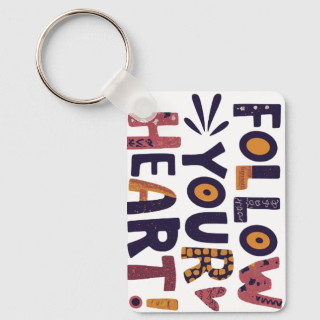Follow Your Heart Aluminium Rectangle Keychain (Front)