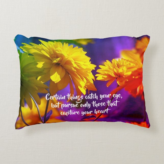 Follow Your Heart Flowers Inspirational Quote  Decorative Cushion (Front)