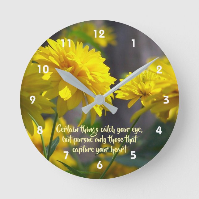 Follow Your Heart Flowers Inspirational Quote  Round Clock (Front)
