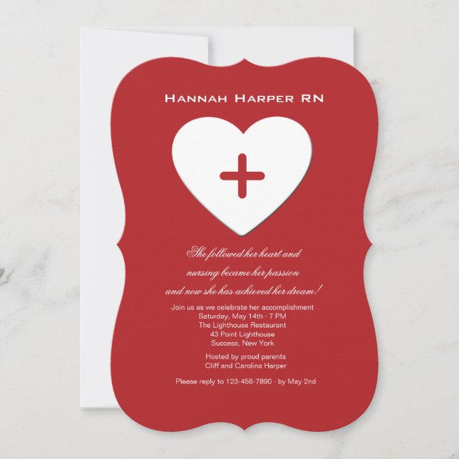 Follow Your Heart Nursing School Graduation Inv. Invitation (Front)