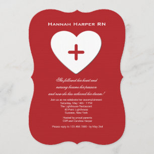 Follow Your Heart Nursing School Graduation Inv. Invitation