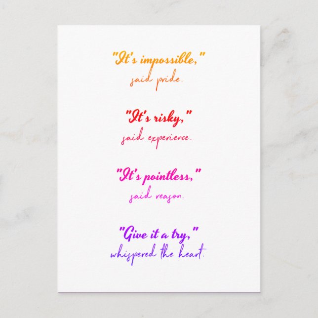 Follow your heart postcard (Front)