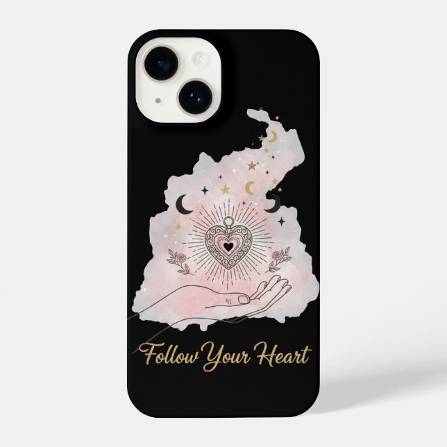 Follow Your Heart - Sacred Heart Celestial Magic iPhone Case (Back)
