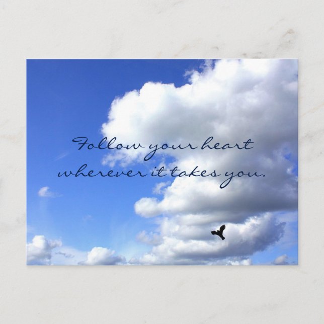 Follow Your Heart Sky Flight Inspirational Postcard (Front)