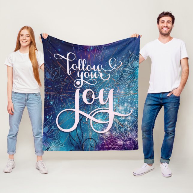 Follow Your Joy - Aqua Affirmation Artistry Fleece Blanket (In Situ)